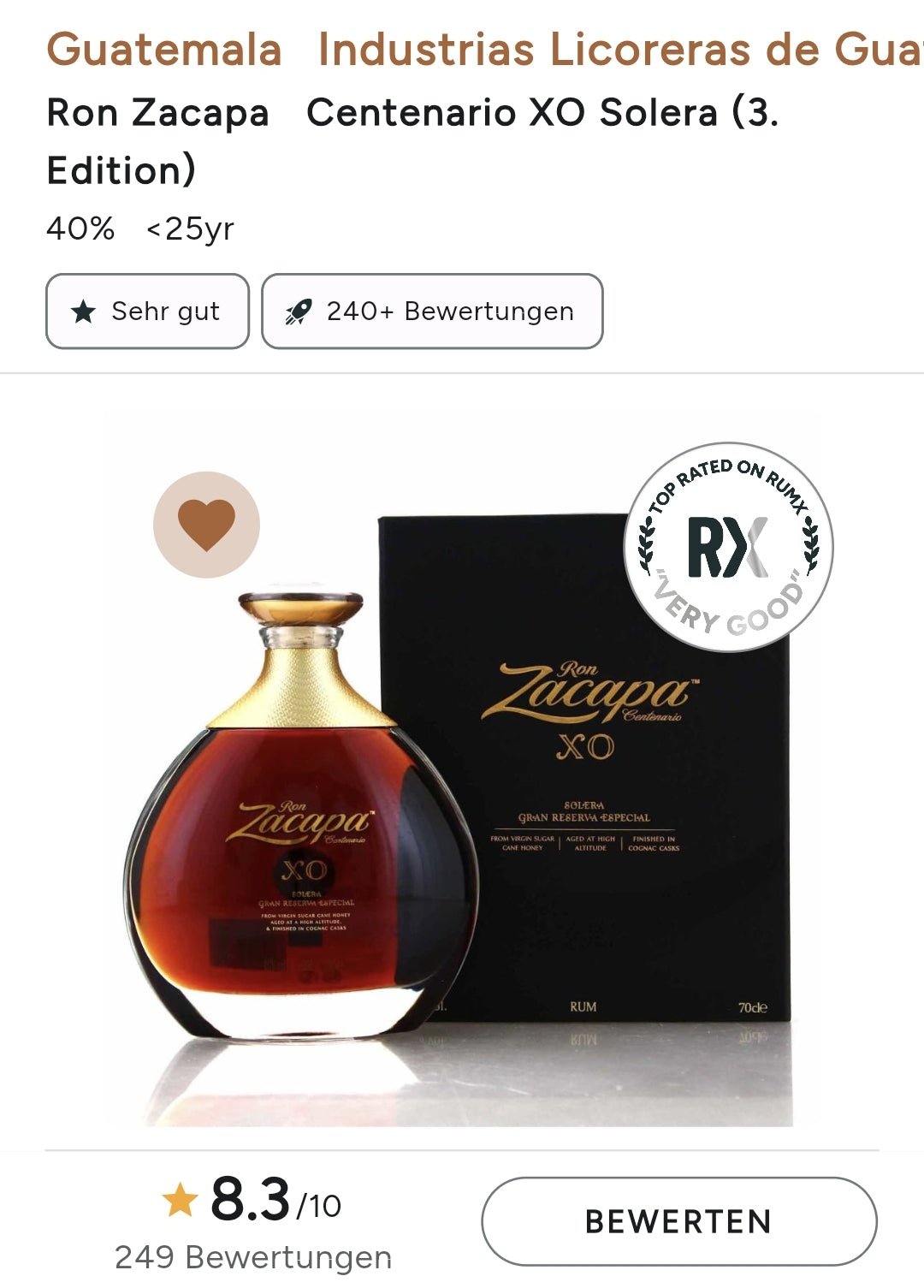 Ron Zacapa XO 0,7 40%vol. with gift box Rum Guatemala - inn-out-shop
