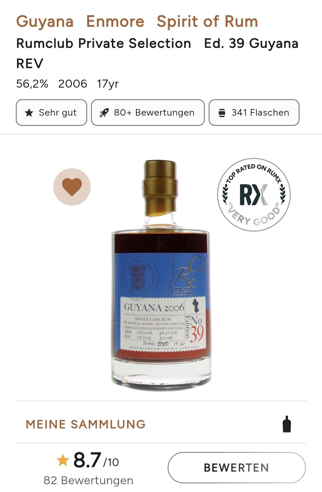 Rumclub Ed.39 Enmore 2006 17y Guyana mark rev 0,5l 56,2% vol. rum - inn-out-shop