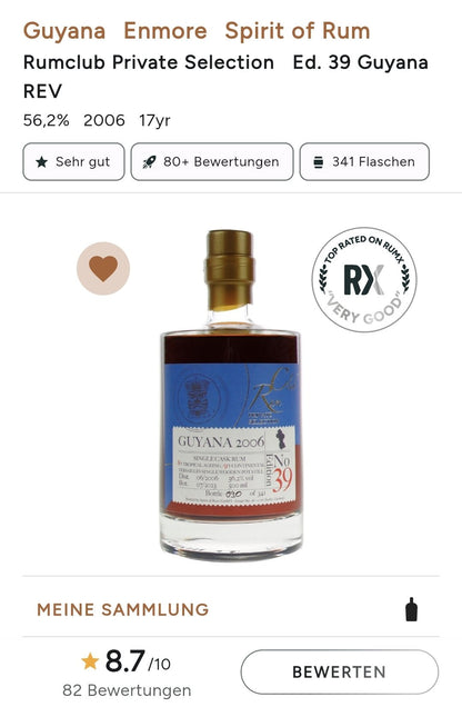 Rumclub Ed.39 Enmore 2006 17y Guyana mark rev 0,5l 56,2% vol. rum - inn-out-shop