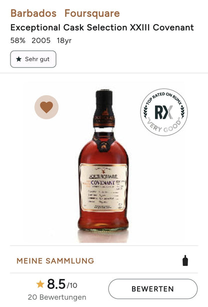 Foursquare Covenant 2011 Barbados Cask Strength 58% Vol. 0,7l Rum