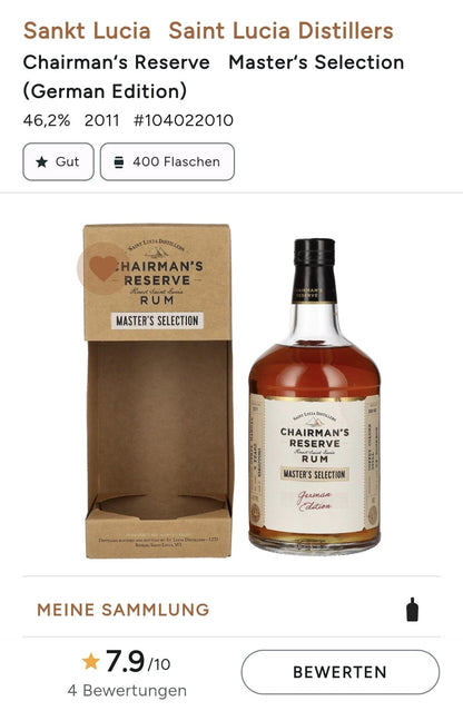 Chairman´s Reserve Master´s Selection 2011 Coffey Still  0,7l  46,2% vol. single cask rum cask strength bottling