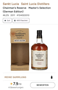 Chairman's Reserve 2011 Master´s Selection Coffey Still 0,7l 46,2% vol. single cask Rum Fassabfüllung Sonderedition