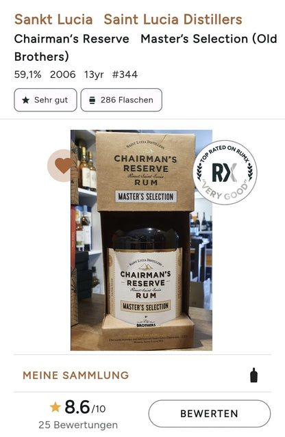 Chairman´s Reserve Master´s Selection (Old Brothers) 13y 0,7l 59,1% vol. rum single cask lahvovaný ze sudu, speciální edice -