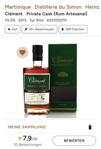 Clement privat cask 2016 RA Artesanal 55,5% vol. 0,7l rum Martinique Rhum Artesanal