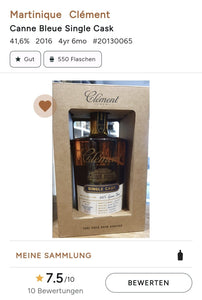 Clement Single cask 2015 Canne bleue Agricole 41,6% vol. 0,5l Rum Martinique Rhum