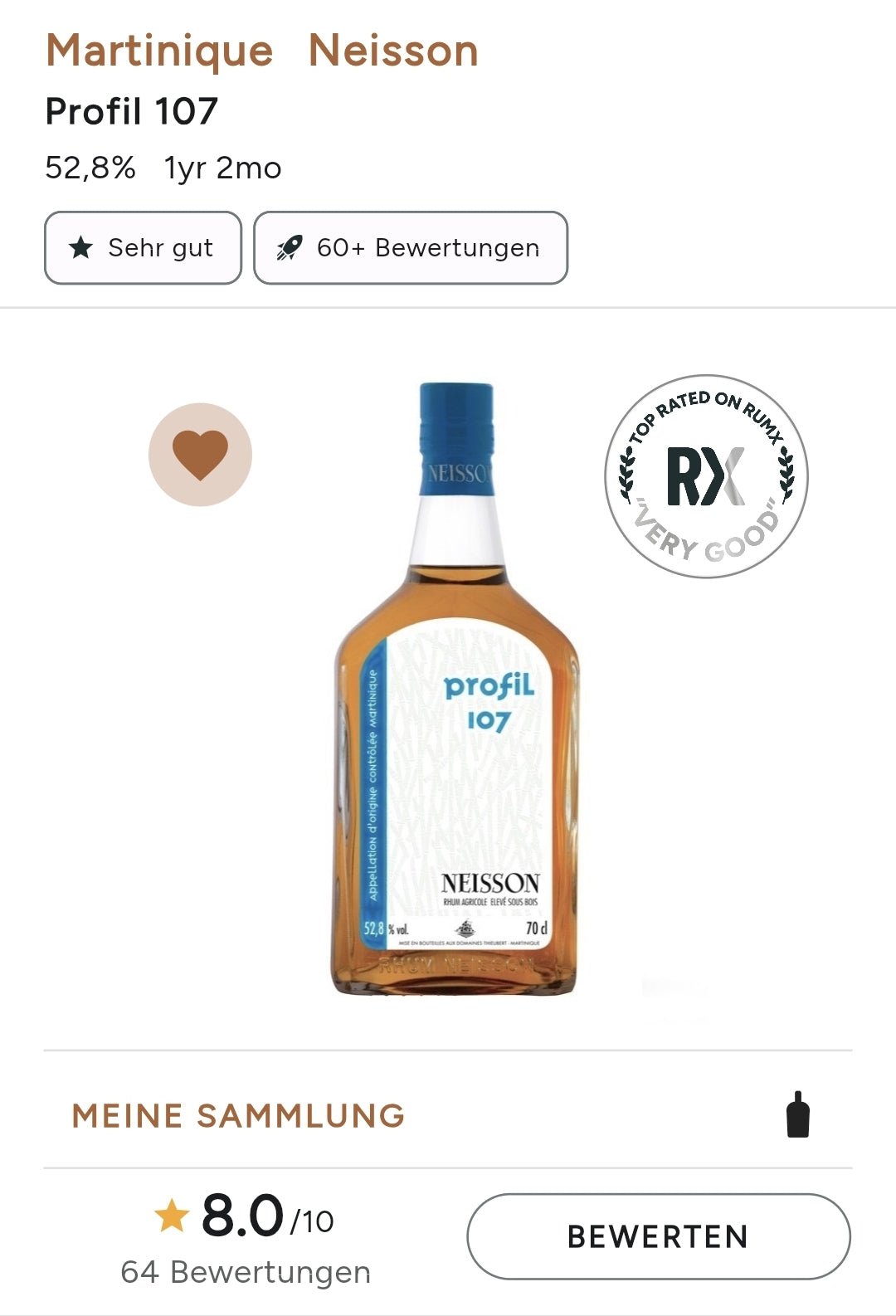 Neisson Profil 107 52,8% vol. 0,7l in gift box Rum Agricole Rhum Martinique AOC aged 12 -24 months in 650