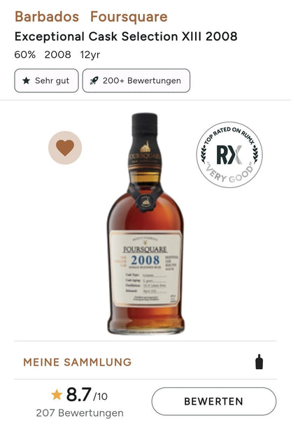 Foursquare 2008 Barbados 2020 cask strength 60% vol. 0,7l Rum