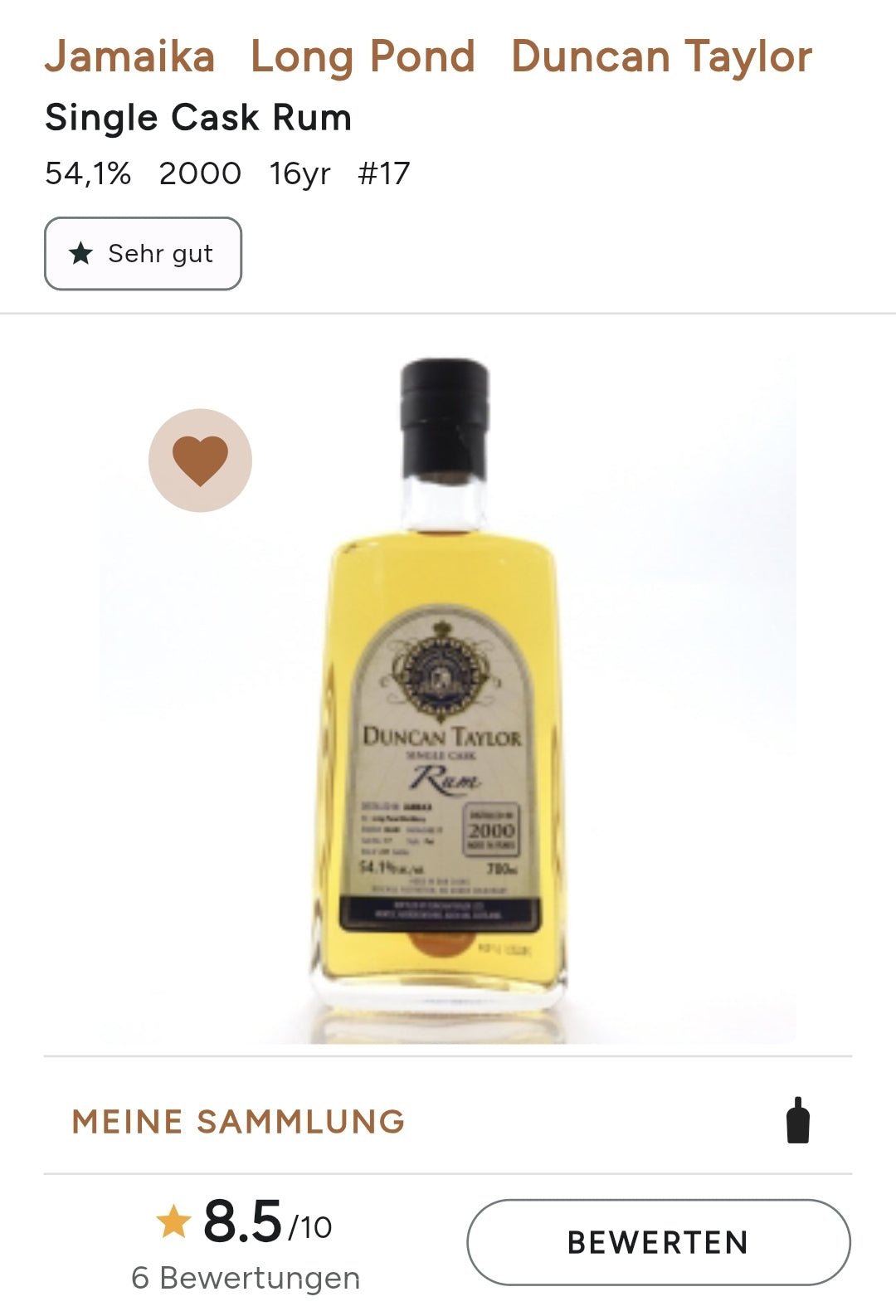 Duncan Taylor Jamaica Long Pond 2000 2017 0,7l 54,1%vol.