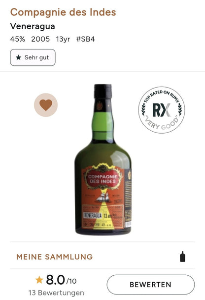 Compagnie des Indes Veneraguar 13 0,7l 45%vol. cdi rum