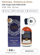 Chargez l&#39;image dans la visionneuse de la galerie,HSE Rhum Agricole Rum Extra Vieux Grand Millesieme Single Cask 2003 2020 47,8% vol. 0,5l   2003  GRAND MILLÉSIME
