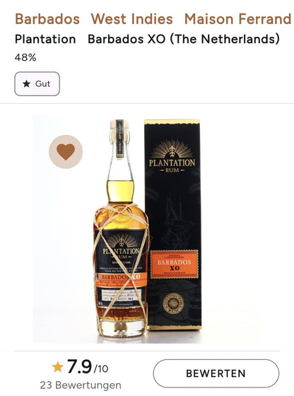 Plantation Rum Barbados XO 2019 0,7l 48% single cask Fassabfüllung Sonderedition limitiert