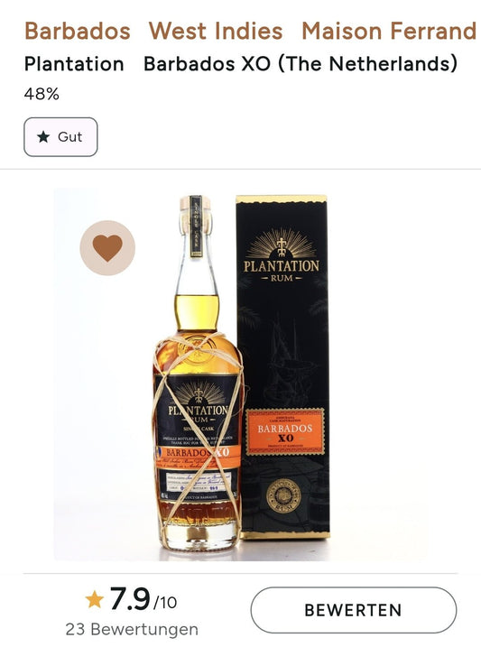 Plantation Rum Barbados XO 2019 0,7l 48% single cask Fassabfüllung Sonderedition limitiert