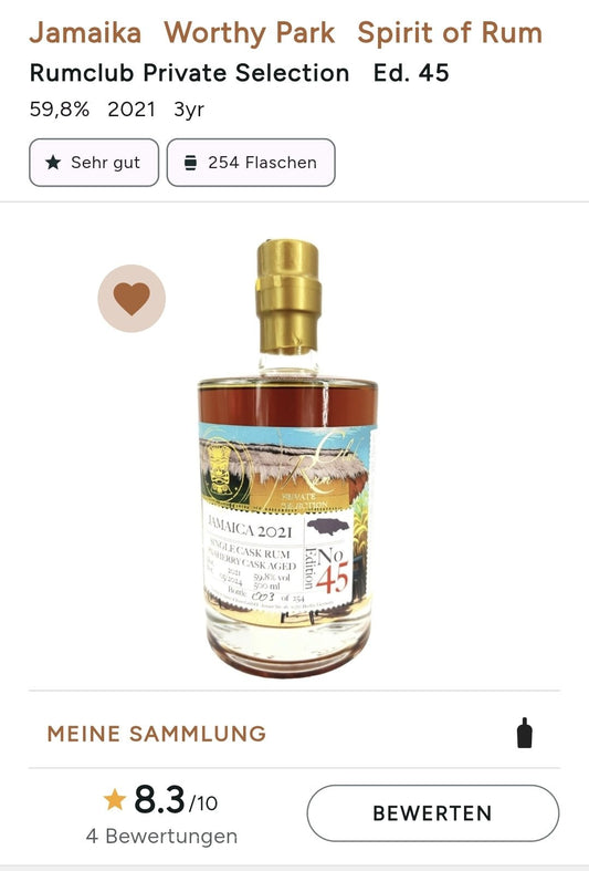 Rumclub Ed.45 Jamaica WPE PX 3y 2021 2024 59,8% 0,5l fl Rum club