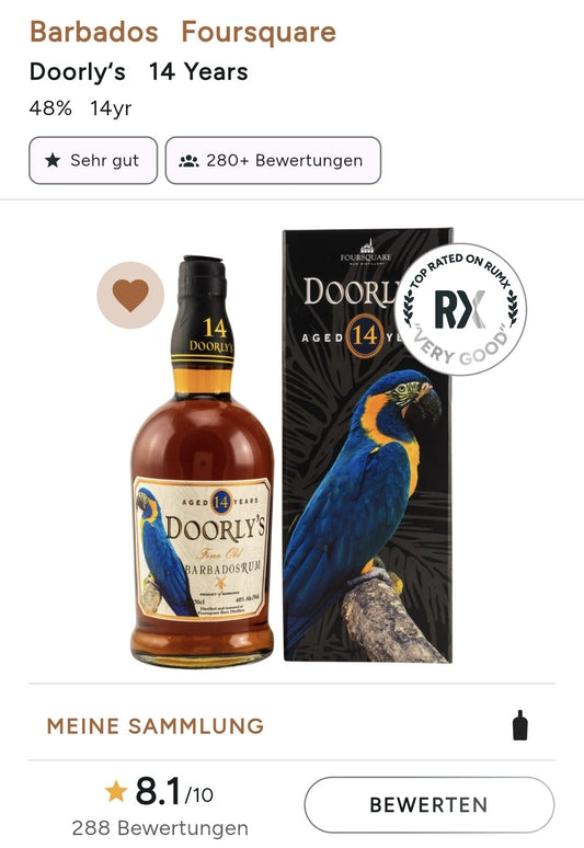 Doorly´s 14y Barbados old fine Rum 48% vol. 0,7l