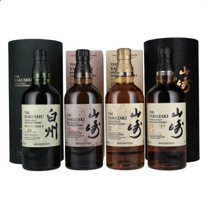 Tsukuriwake Set 2024 Hakushu 18y Peated Yamazaki 18y, golden Promise, peated Malt Whisky Suntory Japan 4x 0,7l Fl 48 % vol.