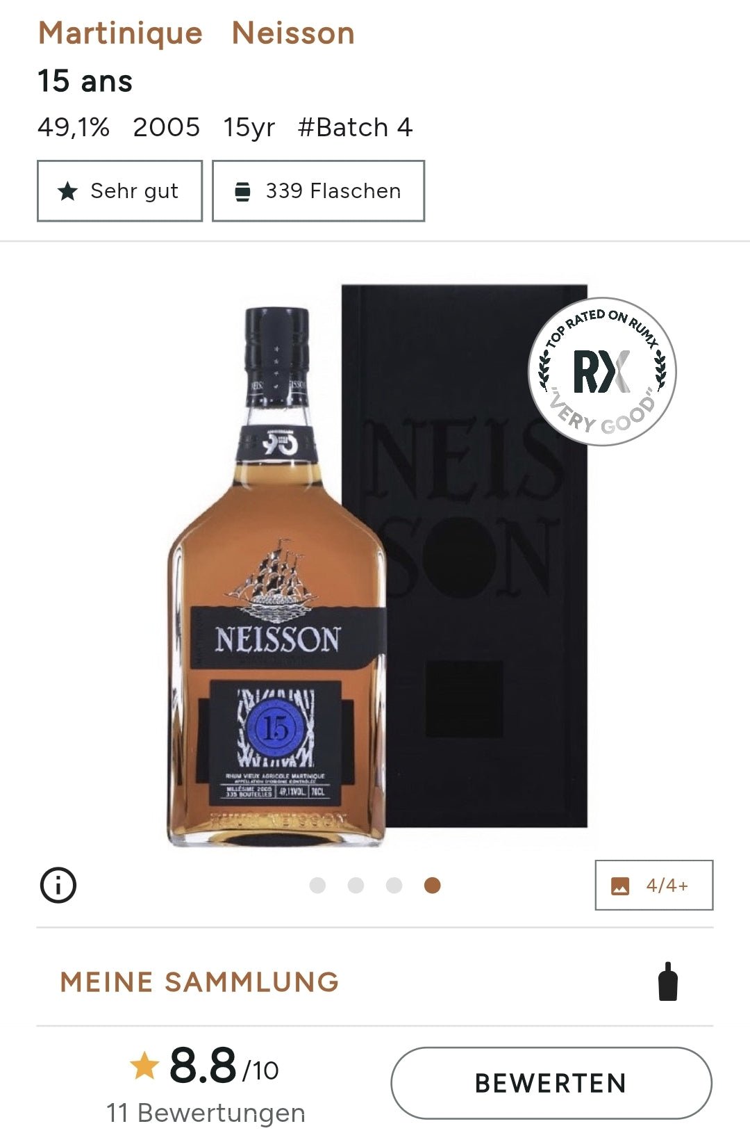 Neisson 15y Vieux 2005 Age 49.1% vol. 0.7l in GP Rum Agricole Rhum Martinique AOC