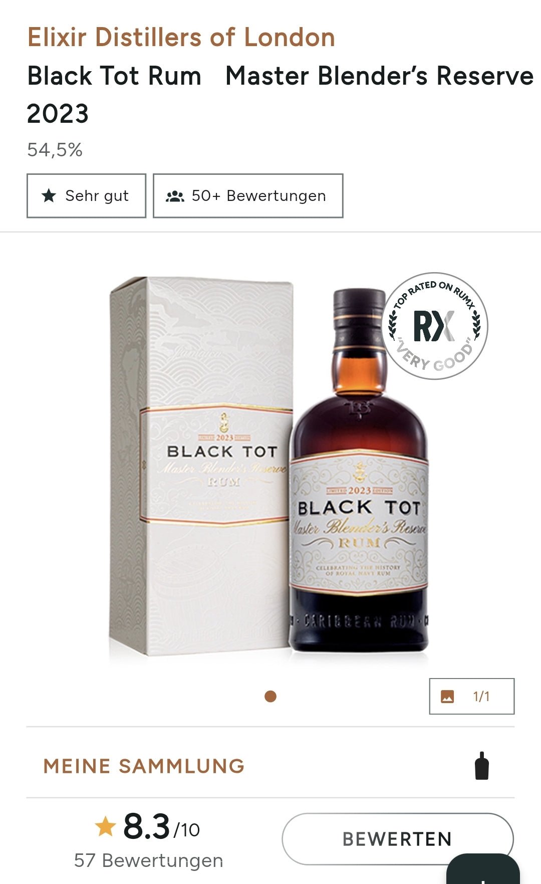 Black Tot Master Blender’s Reserve Rum Limited 2023 Edition 54,5 %vol. 0,7L Rum blend