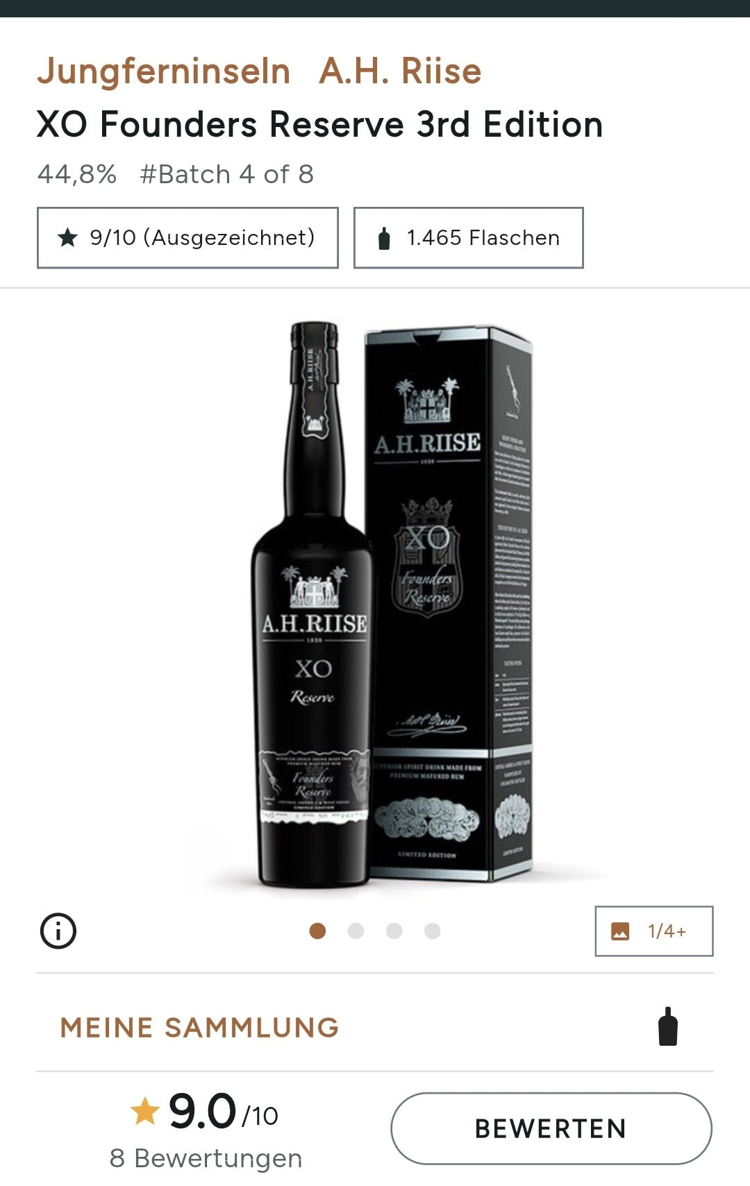 A.H.Riise XO Founders green 2022 Teil 3 Reserve 0,7l 44,8% vol. Rum limited grün Rum AH Riise XO black  Rum