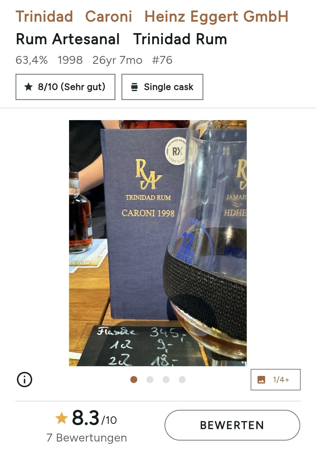 RA Trinidad Caroni 1998 2024 0,5l 63,4% vol. Rum Artesanal #76