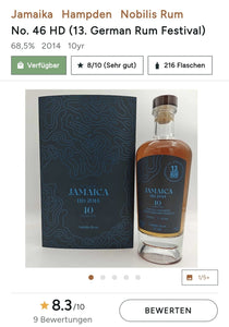 Nobilis Jamaica HD 2014 2024 Hampden 10y 0,7l #46 GRF 68,5% vol.single cask rum