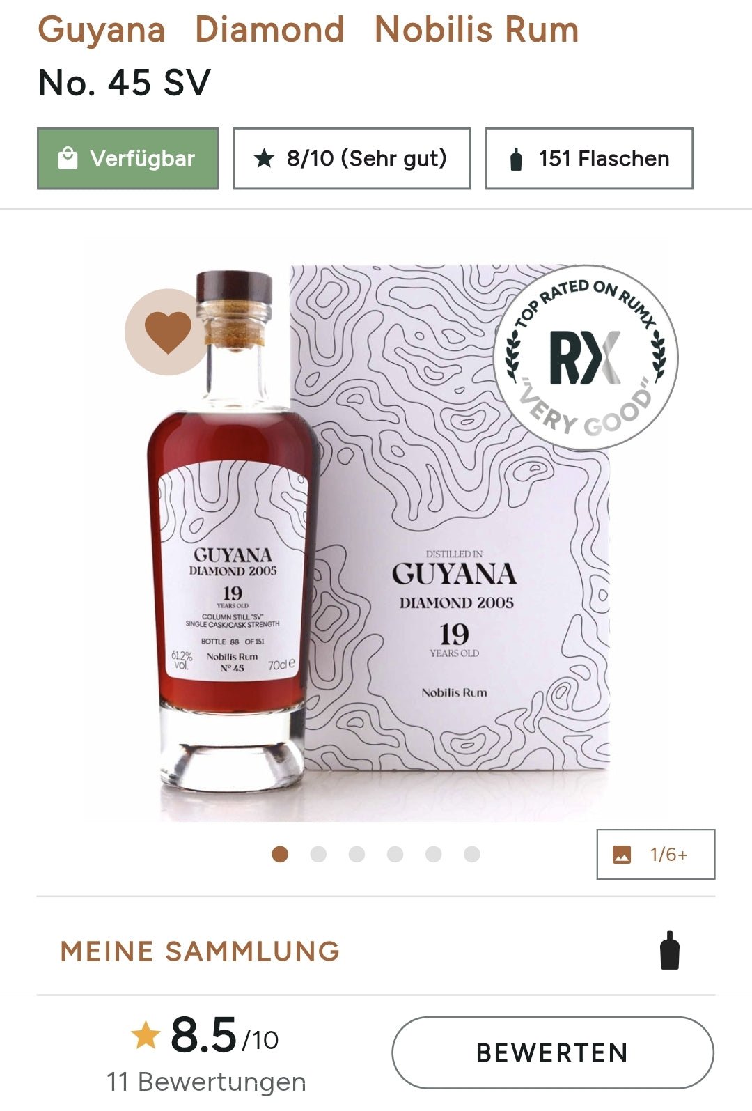 alt
Nobilis Guyana Diamond 2005 SV 0,7l #45 61,4%vol. single cask rum