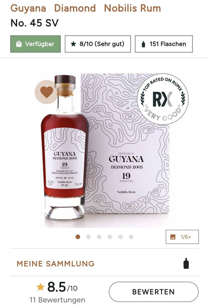 alt
Nobilis Guyana Diamond 2005 SV 0,7l #45 61,4%vol. single cask rum