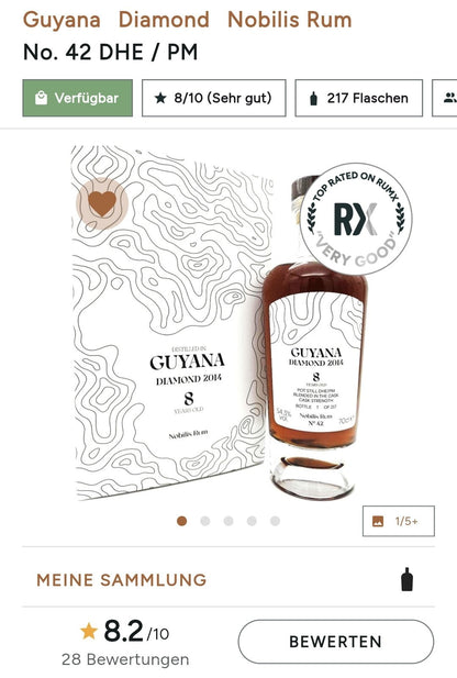 Nobilis Guyana Diamond 2014 DHE/PM 0,7l #42 54,3%vol. single cask rum
