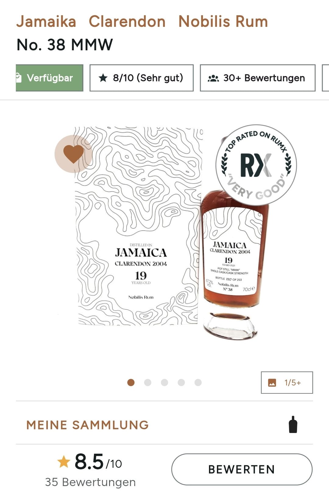 Nobilis Jamaica Clarendon 2004 MMW 0,7l #38 67,2% vol. single cask rum