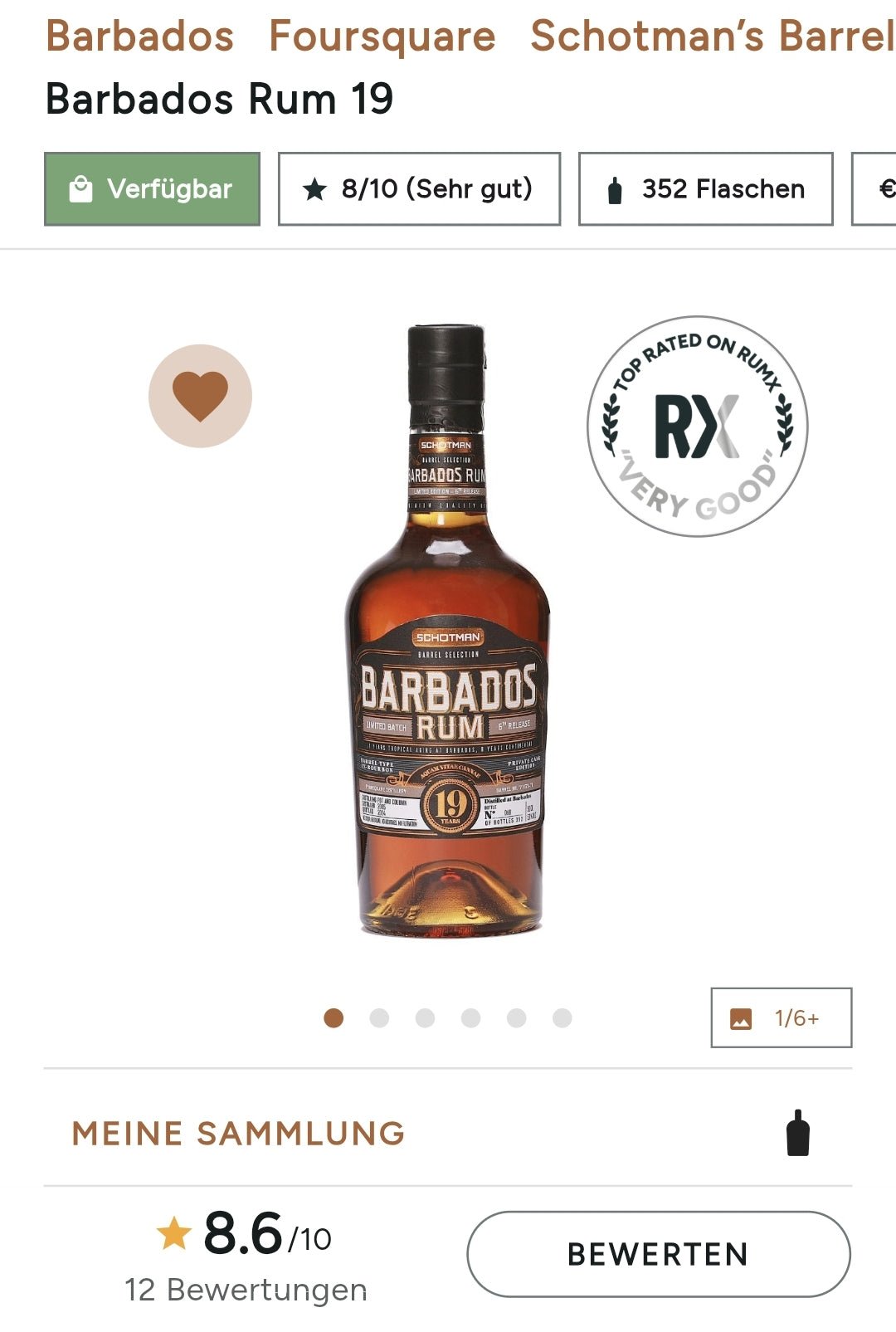 Foursquare 2005 2024 19 ans Schotman Rum en fût de bourbon 0,5l 57% vol. 6e