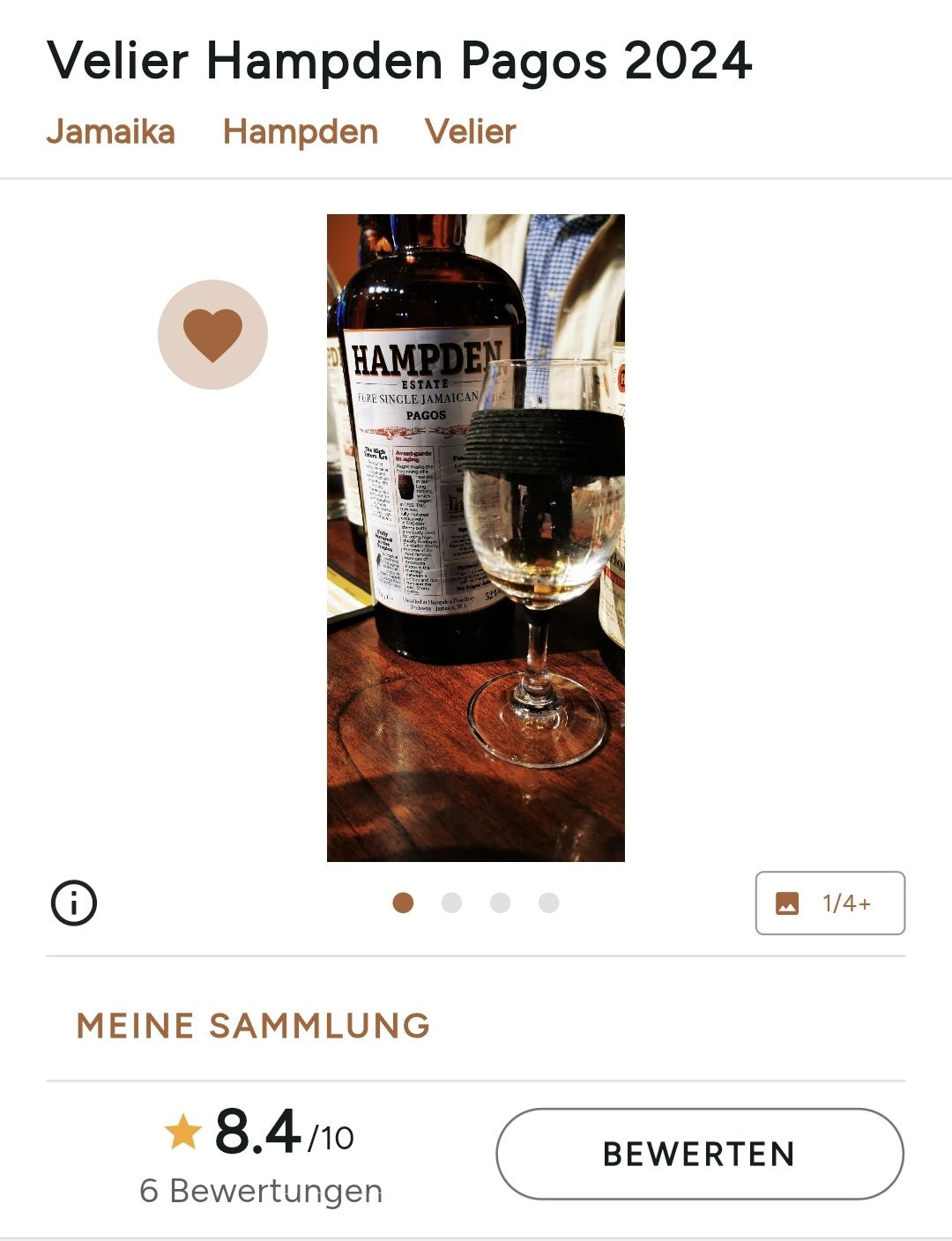 Hampden Estate Pagos 2024 Sherry butt Single Jamaica Rum 52%vol. 0,7l Jamaika