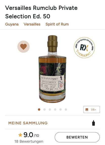 Rumclub Ed.50 Versailles 1990 Guyana Wooden Pot Still 0,5l 55,1% vol. rum