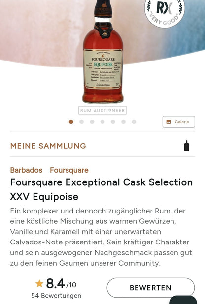Foursquare Equipoise 2023 Barbados Rum Calvados cask strength 61% vol. 0,7l