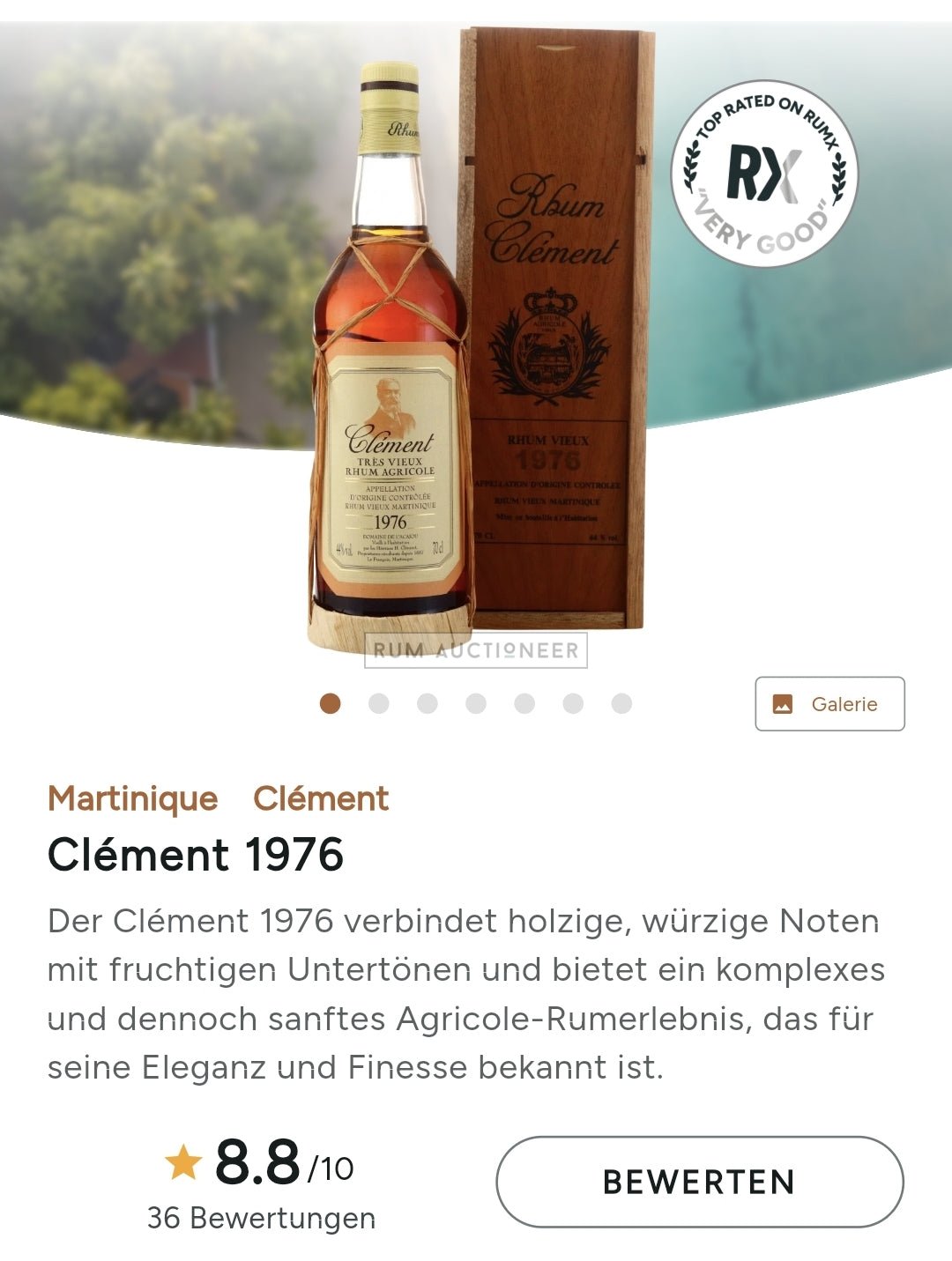Clement Très Vieux Millésime 1976 44% vol. 0,5l rum Martinik Rhum Agricole