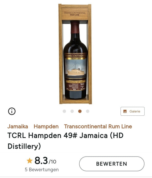 Hampden 2012 2024 Single cask Transcontinental Rum Line 12Y Jamaica 0,7l 55,9 % TCRL
