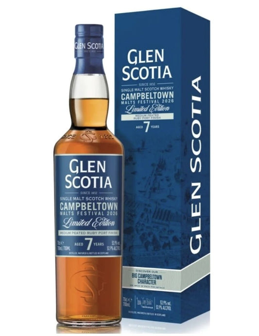 VB Glen Scotia 7y Festival 2026 Medium Peated Ruby Port cask 0,7l 53,9% vol. Whisky Campbeltown