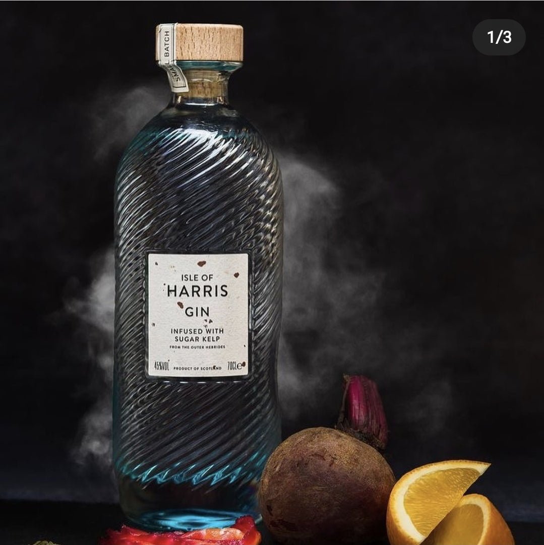 Gin écossais Isle of Harris 0,7l 45% vol. bouteille avec algues, algue sucrée des Hébrides extérieures