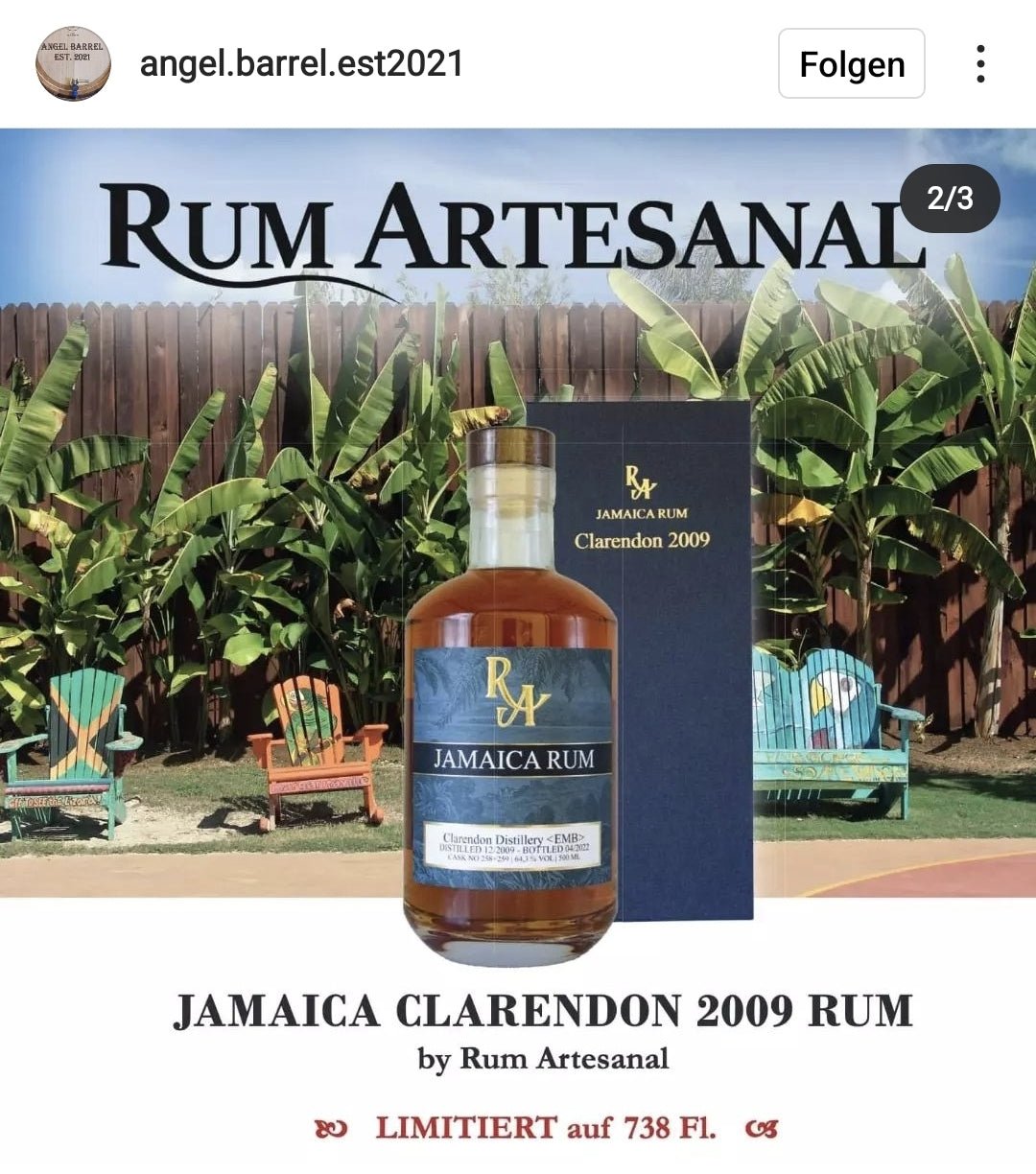 RA Jamaica HD 29y 1993 2022 Hampden Dist. 63,5% 0,5l Single cask Rum Artesanal #261 limitiert auf 168