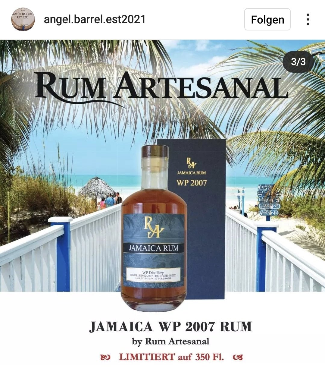 RA Jamaica HD 29y 1993 2022 Hampden Dist. 63,5% 0,5l Single cask Rum Artesanal #261 limitiert auf 168