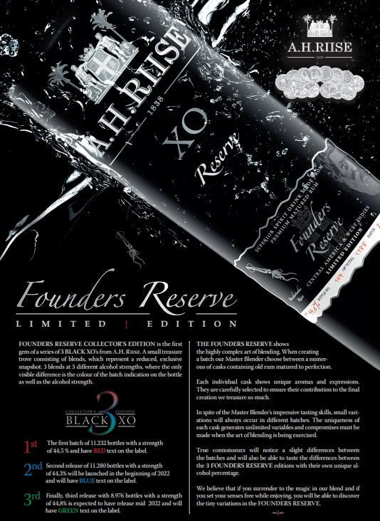 A.H.Riise XO Founders green 2022 Teil 3 Reserve 0,7l 44,8% vol. Rum limited grün Rum AH Riise XO black  Rum