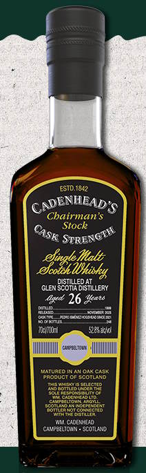 Chairman`s Stock Glen Scotia 26y 1999 authentic collection 2025 Single cask Cadenhead's 0,7l 52,8 %vol. schwarzes Etikett Campbeltown black label