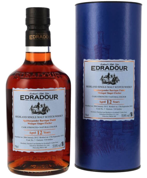 Edradour 2012 2024 CS12y Spätburgunder Barrique Finish Singer - Fischer #3 0,7l Fl 53,9%vol. Highland whisky