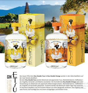 Etsu orange Gin handcrafted Japan Hokaido 0,7l 43% vol.Flasche in Geschenk karton