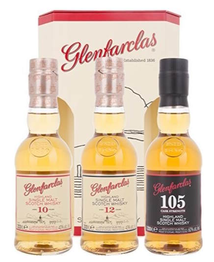 Glenfarclas Tri pack 105, 12y, 10y single malt scotch whisky 3x 200ml 40,43,60 % vol.