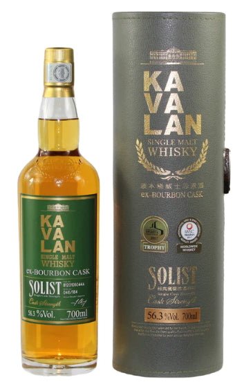 Kavalan Solist Ex-Bourbon Cask 2018 23.1.  0.7l Fl 56,3% vol. #B120106044A Taiwan Whisky runde Dose