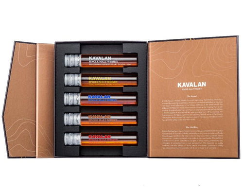 Kavalan Solist Tasting set Geschenkbox 5 x 5 cl. 0.7l Fl 50-54 %vol. Taiwan Whisky edler Geschenkpackung mit  limitiert