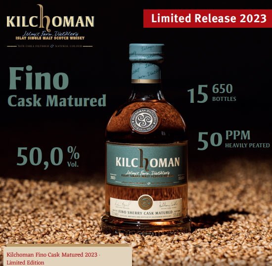 Kilchoman 100% Fino Sherry 2023 single cask whisky 0,7l 46 % vol. Matured - Cask Type: Sherry  Limited
