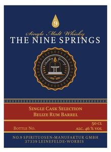 The Nine Springs Belize 5y Rum finish single cask Edition Whisky 0,5l 46% vol. eichsfeld Thüringen
