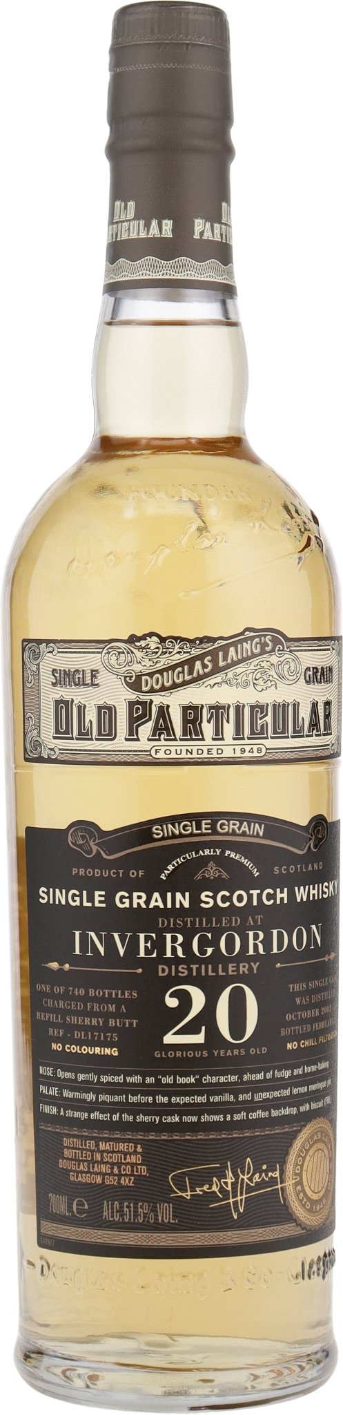 Invergordon 2002 single cask 20y Refill Sherry Butt 51,5% vol. 0,7l Old Particular Whisky Douglas Laing Lowland 