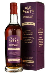 Old Perth PX cask limited Edition 0,7l 56,2% vol. Whisky  limitiert auf 7800 Flaschen weltweit   Nase  Sultanine, Pflaume, Kakao  Gaumen Rosine, Dattel, kandierten Früchte, dunkle Schokolade, Kakao.