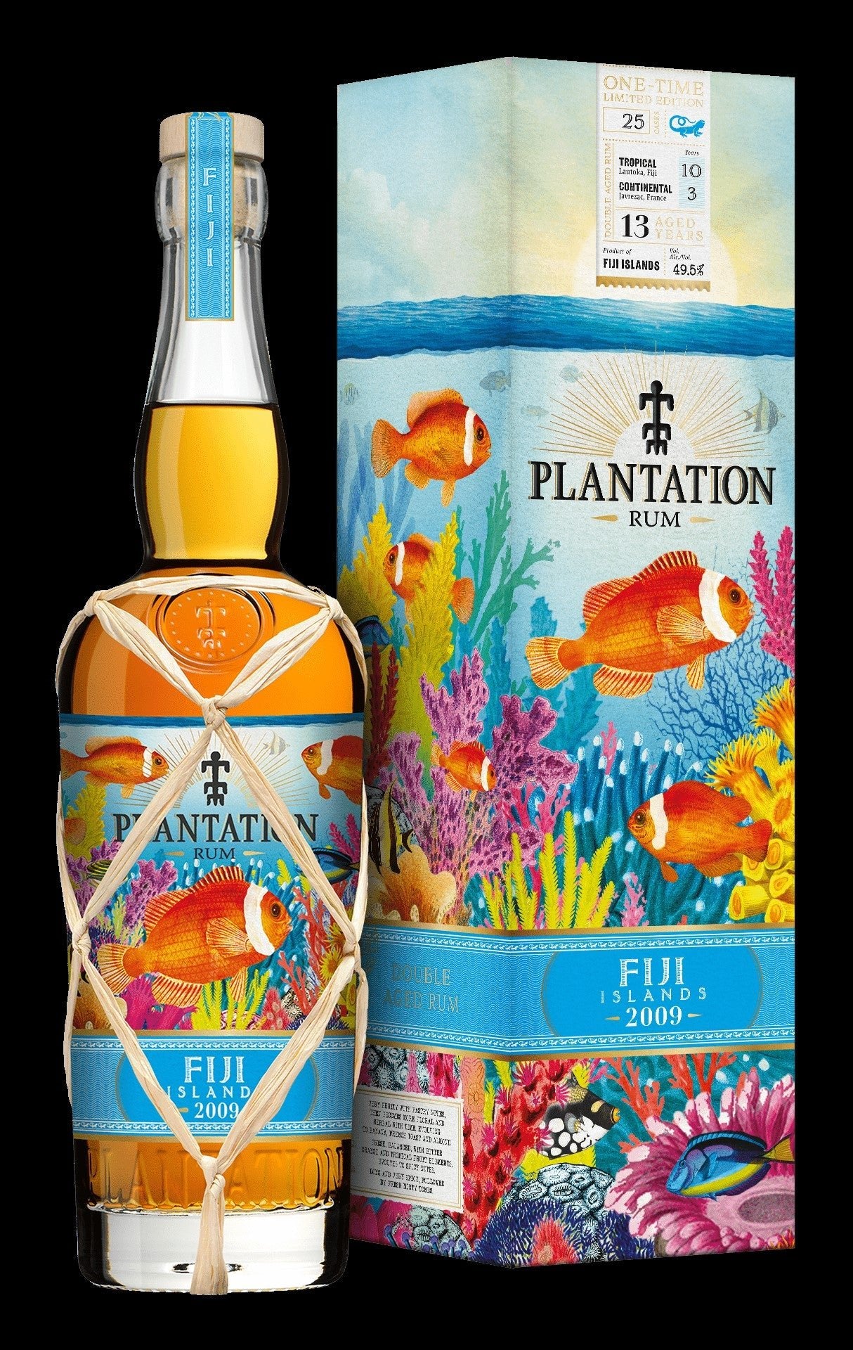 Plantation one time Fiji 2009 2022 0,7l 49,5% vol. limited Edition Rum Sonderedition Melasse Pot still 10 Jahre Bourbon
